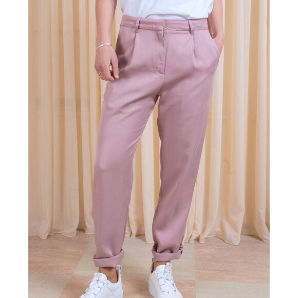 Samsoe Samsoe Straight Fit Stamford Pants Trousers Woodrose Pink Lyocell S - Picture 1 of 14